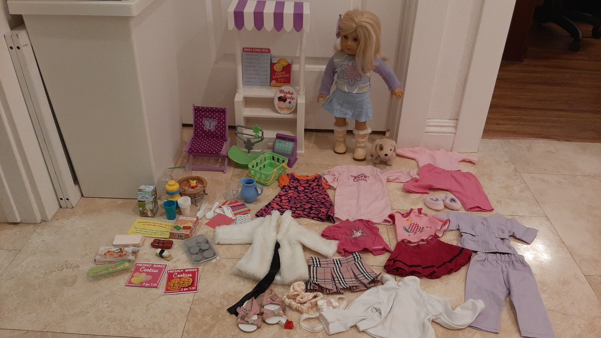 American girl doll and lots of accessories