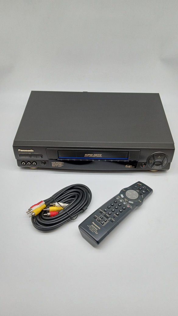 Panasonic Blue Line 6 Heads VCR with Remote And Cable. Works Great. 