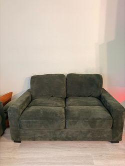 Olive Green Corduroy Sofa and Love Seat