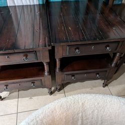 A Pair Of Mahogany Night Tables In George IV Style Supplied By Broyhill 