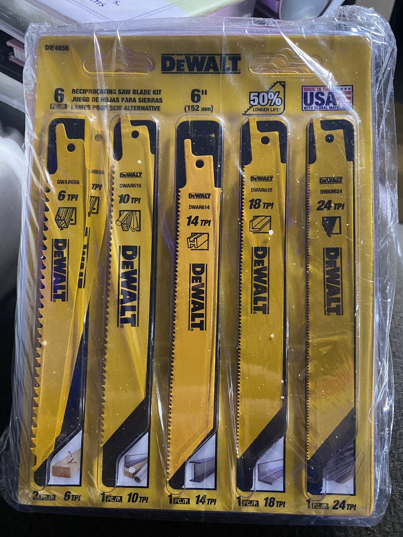 Dewalt 6 piece set reciprocating saw blades