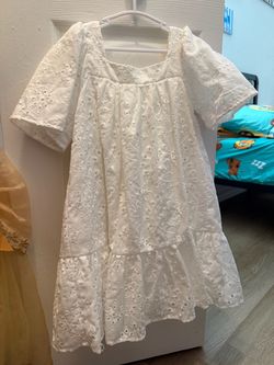 White Eyelet Embroidered Tiered Mini Dress 5T