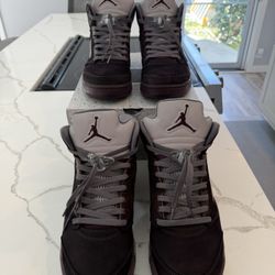 2 Pairs Of Nike Air Jordan Burgundy 5 ‘s Dyed Black Sz 12