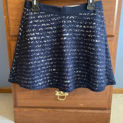 Navy Blue Lace Skirt; Size 2