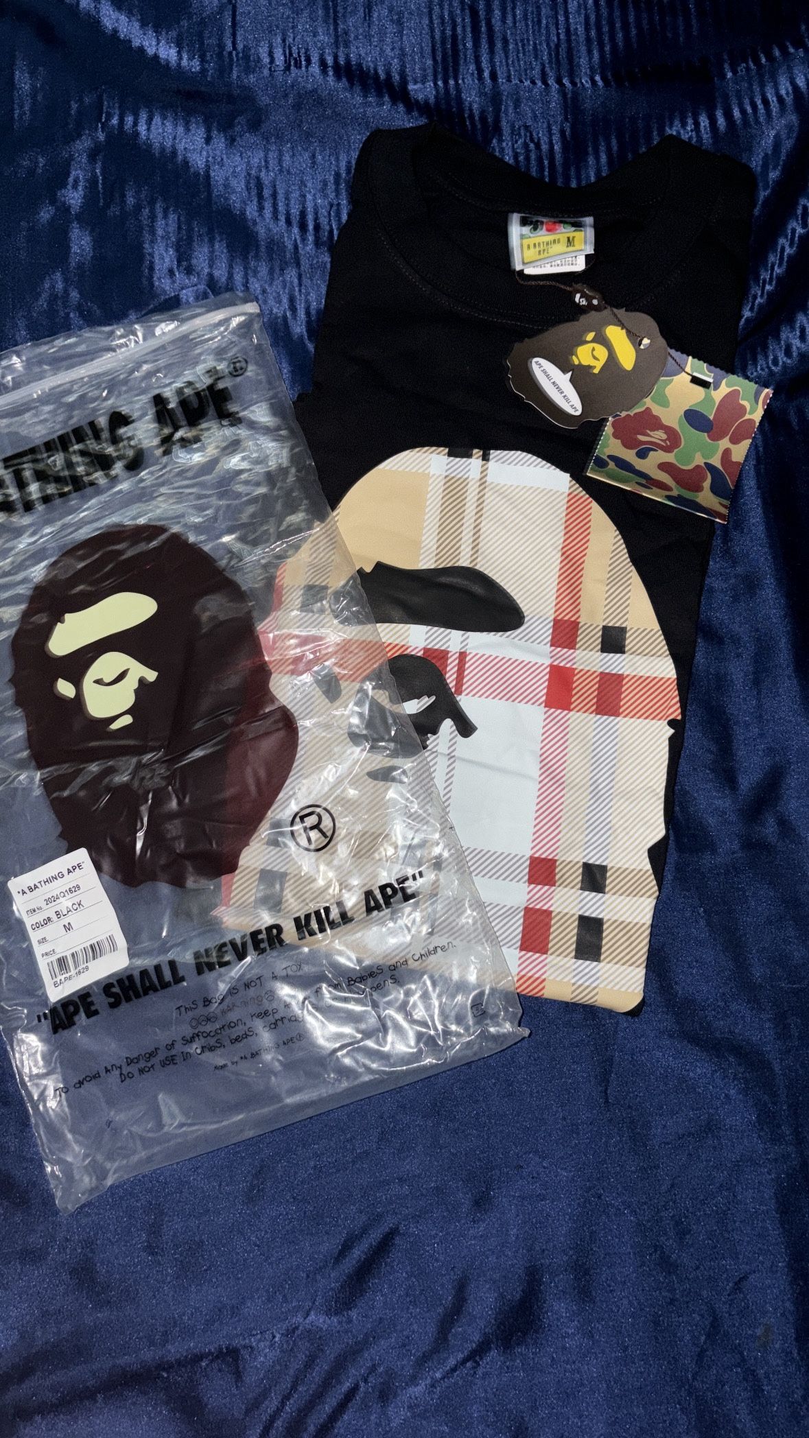 Black BurBerry A Bathing Ape size M