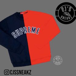 Men’s Supreme Split Crewneck Sweatshirt Navy - Brand New Size Large