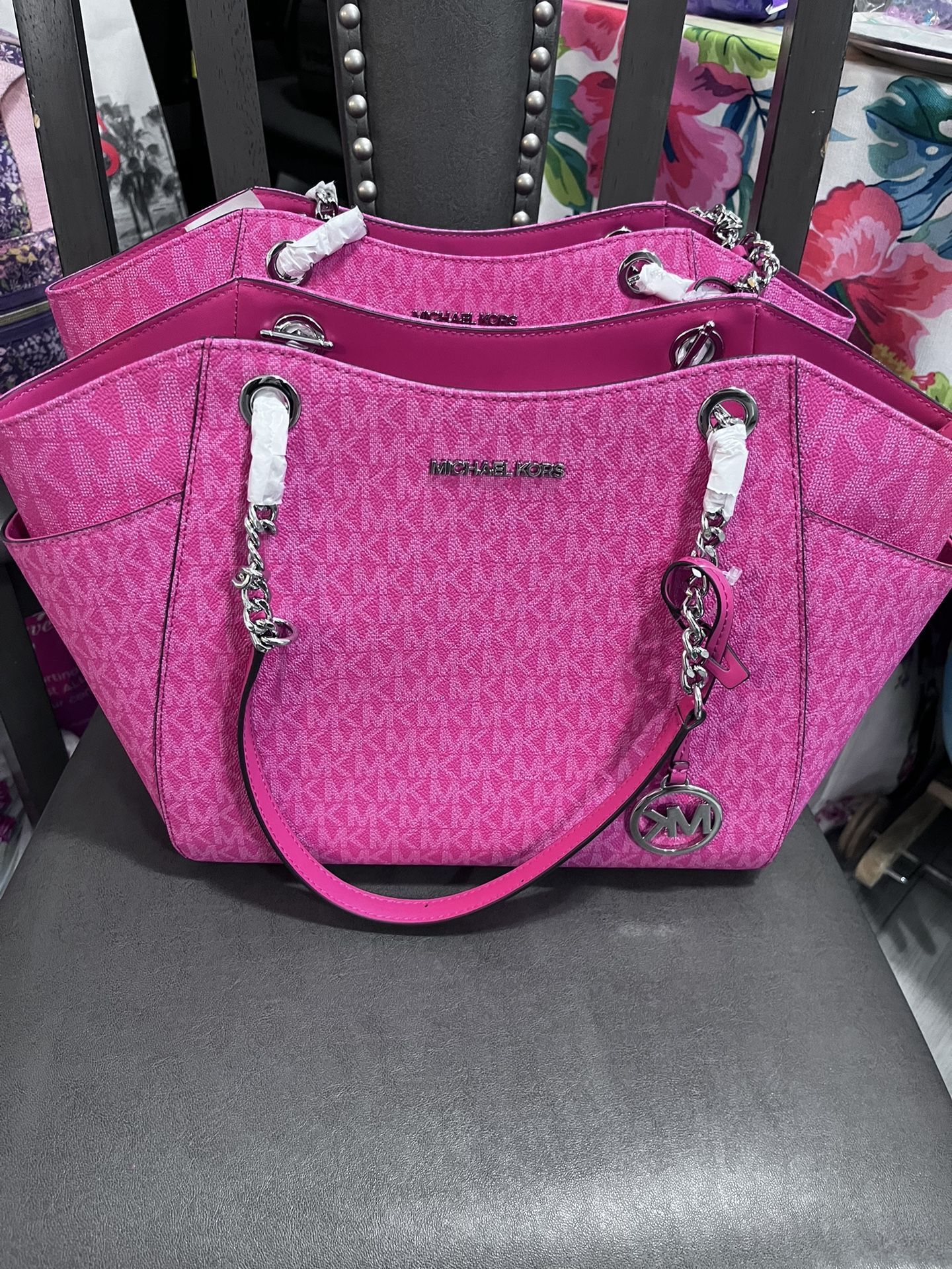 Set Of 2 MK Pink Tote Bag