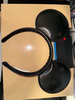 Disney Parks Mickey Mouse Black Leather-Look Ears Headband