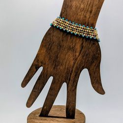 Narrow Herringbone Beaded Bracelet