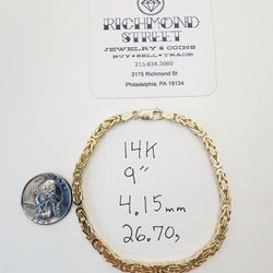 14k gold 9" byzantine bracelet