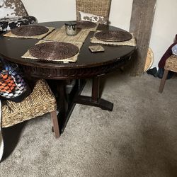 4 Four Nice Bamboo Chairs  And Table 