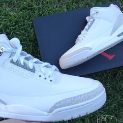 Brand New Nike Air Jordan 3 PURE MONEY, TRIPLE WHITE, Size 11 Men's, CT8532 111