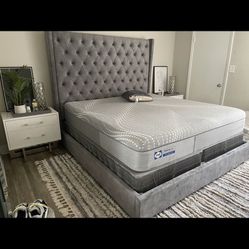 Grey King Bed Frame 