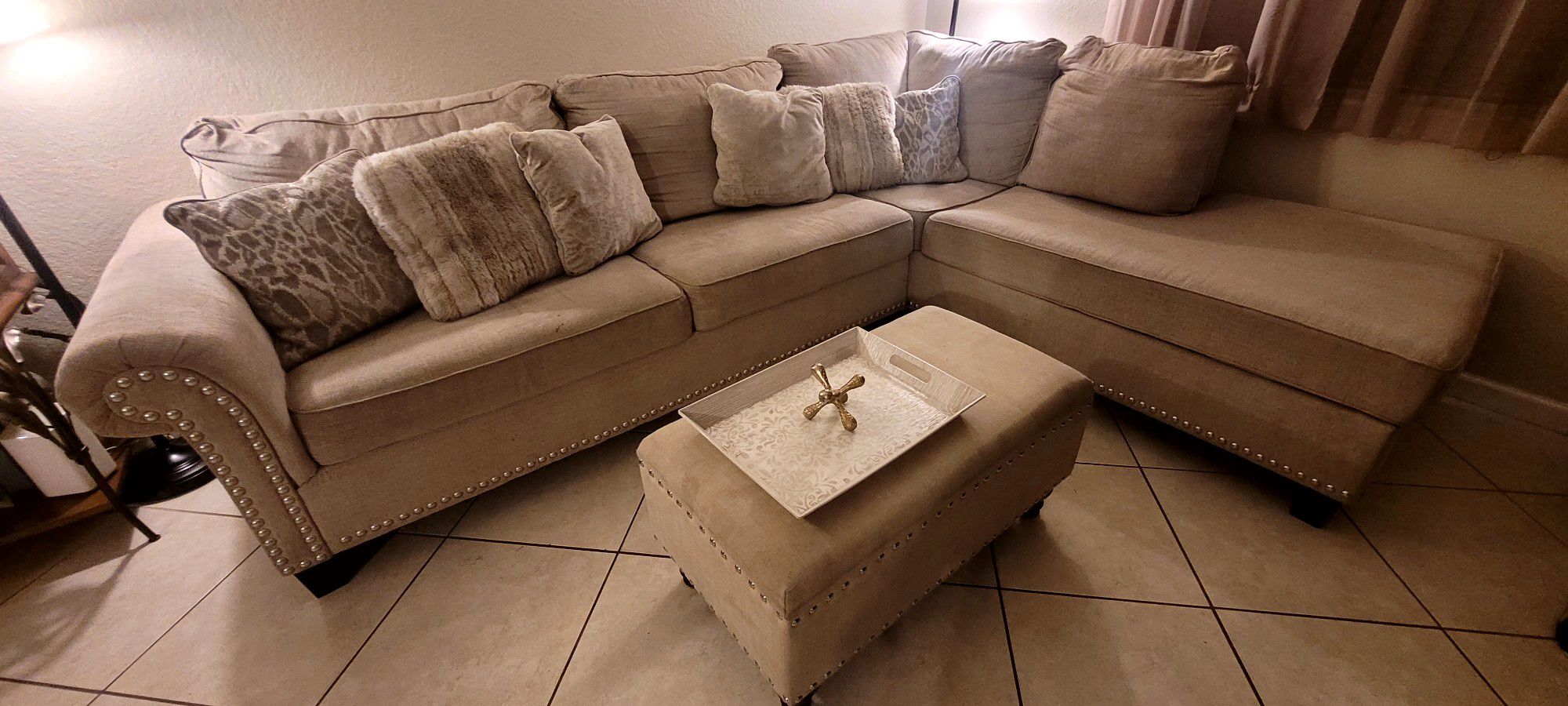 PRICE REDUCED! Beige Sectional Sofa For Sale!