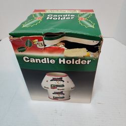 Vintage Holiday Style snowman Candle Holder