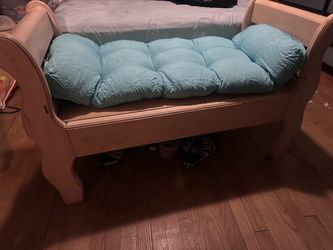 Wooden Bench with Tufted Cushion