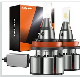 Sealight H11 LED Bulbs, L2 H8 H9 H16 45,000LM Super Brightness 6000K Cool White Fog Bulbs, IP68 Waterproof, Plug and Play, 15000RPM Turbo Fan, 60000Hr