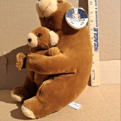 Stuffed Brown Bear Plush Toy With Cub
