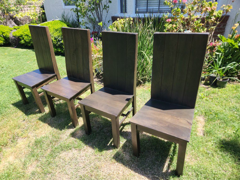 4 wooden dining room chairs with sitting pads $75 Or Best Offer