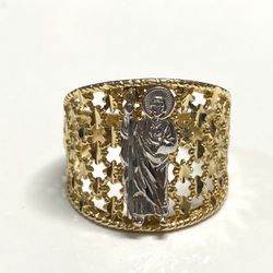 14k Solid Gold Nice Fancy San Judas Tadeo Ring size: 8. Grams 4