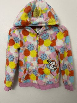 Girls Disney Unicorn Fleece Zip-Up Hoodie Size 7/8 – Good Condition
