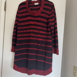 Wool mini dress/tunic with a scarf, Size 1X