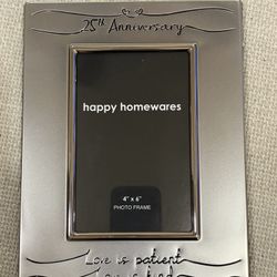 25th Anniversary Silver Plated 4" x 6" Picture Frame