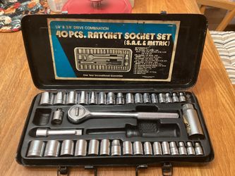 38 piece SAE and metric socket, set with ratchet and extension