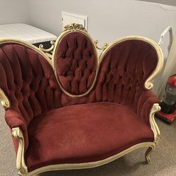 Burgundy Antique Love Seat