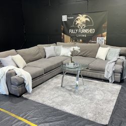 Sectional/couch/sofa,grey green,Cindy Crawford,Duck Down pillows, delivery available