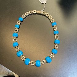 Gorgeous, Heavy Silver/Turquoise Necklace, Over 4 OZT!