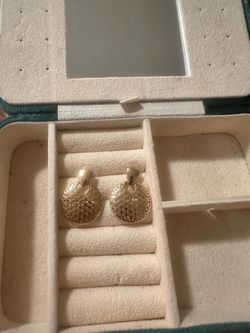 Gold-Tone Round Drop Earrings