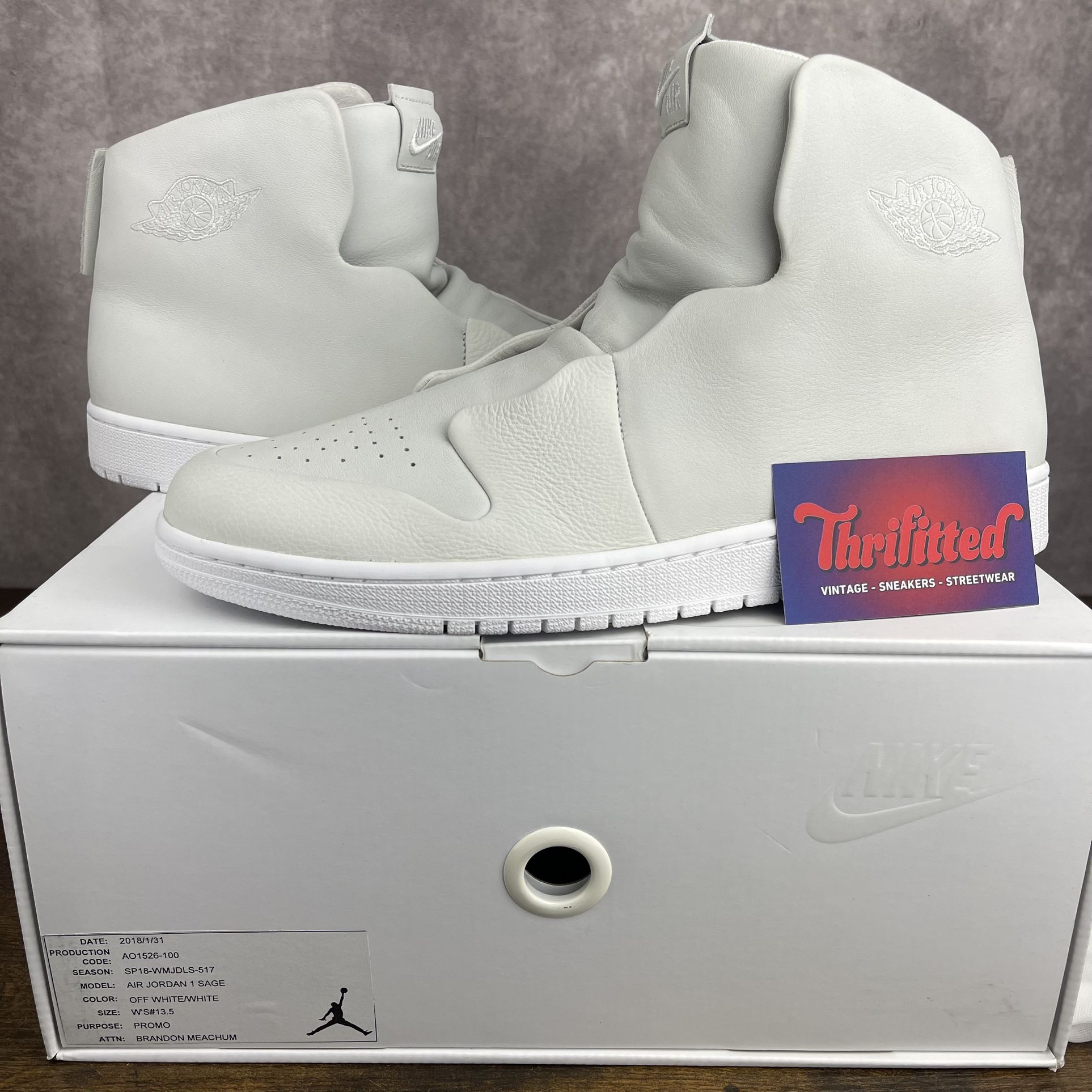 NEW Promo Sample Air Jordan 1 Sage XX The 1 Reimagined Size 13.5 W / 12 M AO1526-100 OG Rare Women’s Sneakers