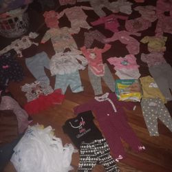 Baby Girl Clotheas  Ewborn To 3 Months And A Unopened Pack Of Pampers