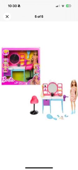 Mattel Barbie 15+ Pieces Hair Salon And Doll Playset Color Changing Hair AGES 3+