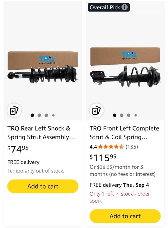 Rear Left Shock & Spring Strut Assembly Drivers Side