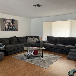 Large dark gray couches