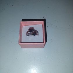 Heart Shaped Purple Amethyst Cz Sterling Silver Band 