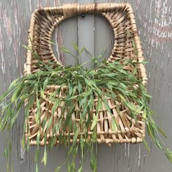 Boho MCM Farmhouse Weathered Wall Wicker Basket Decor Garden Flower Plant