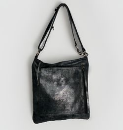 CARLA MANCINI, RILEY black silver multi pockets adjustable long strap $348