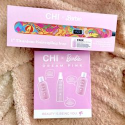Chi Malibu Barbie 50th Anniversary flat iron And Moisture Therapy Conditioner bundle