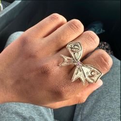 10k gold bow double ring