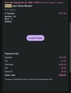 Usher and Chris Brown Concert Tickets