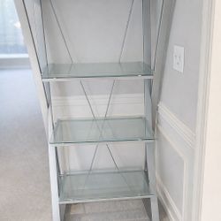 Modern 4-Tier Glass Shelving Unit – Metal Frame (5 ft Tall) 