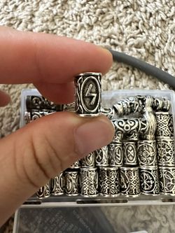 Vikings Hair Jewelry Beard Beads Norse Runes Tube Beads,