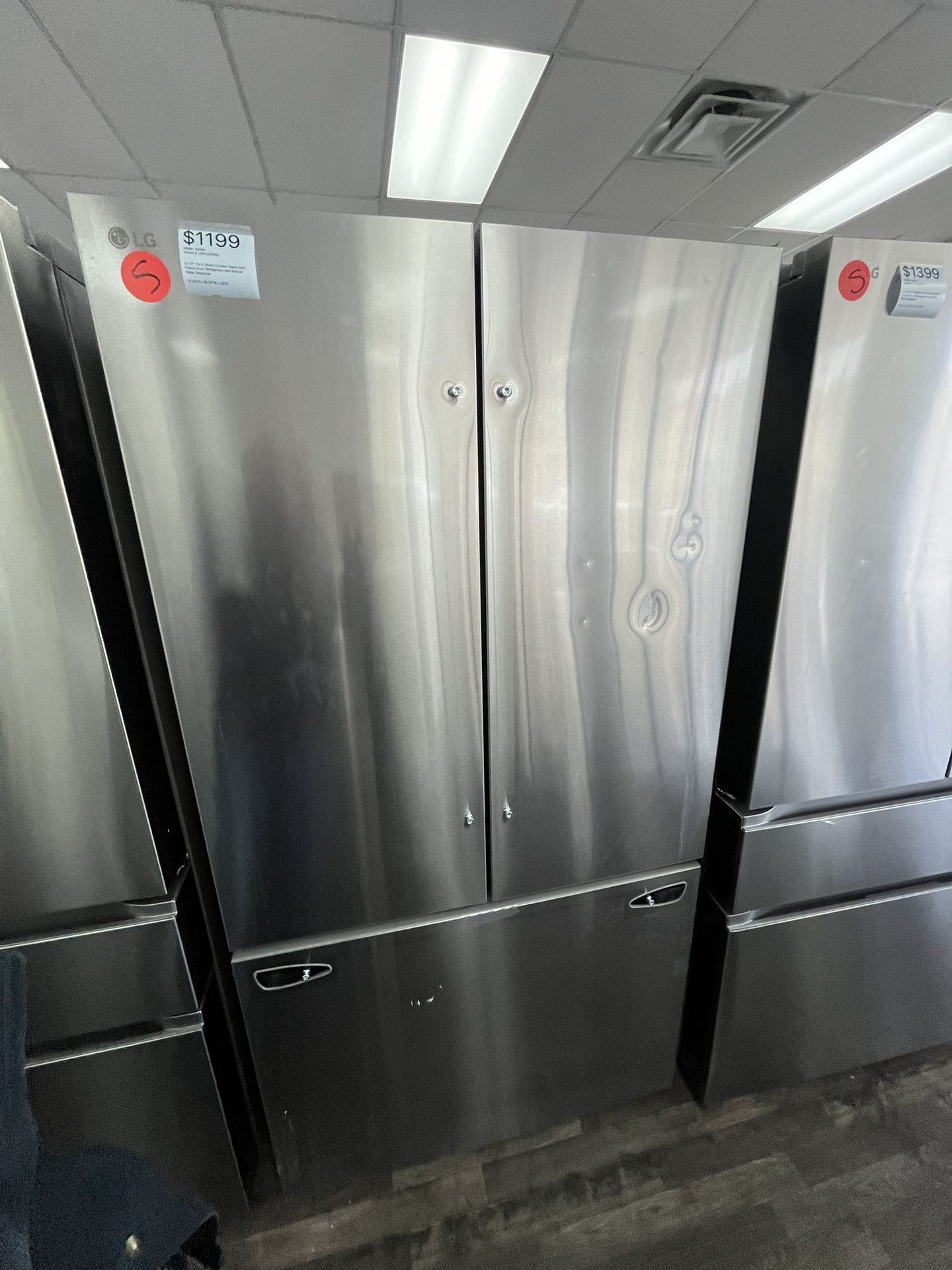 $1199 LG 27 Cu Ft SMART Counter Depth MAX French Door Refrigerator with Internal Water Dispenser
