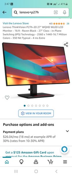Thinkvision P27H-20 27" Wide-screen Monitor 