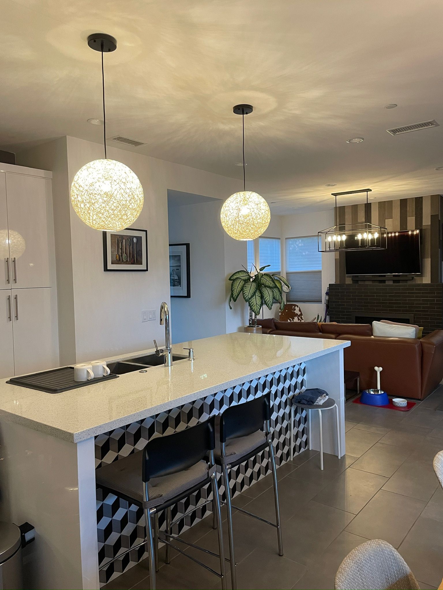 Sleek Sophisticated White Pendant Light Set of Two