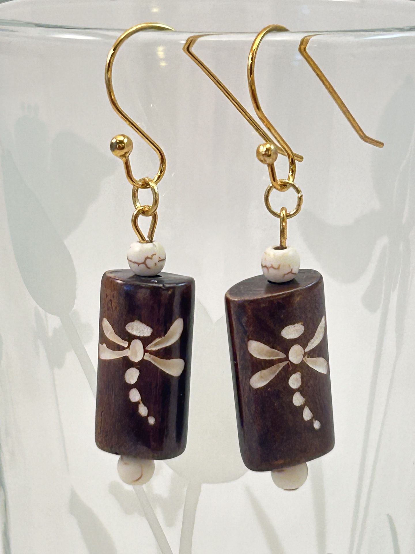 Hand Made Gold and Brown Earrings 