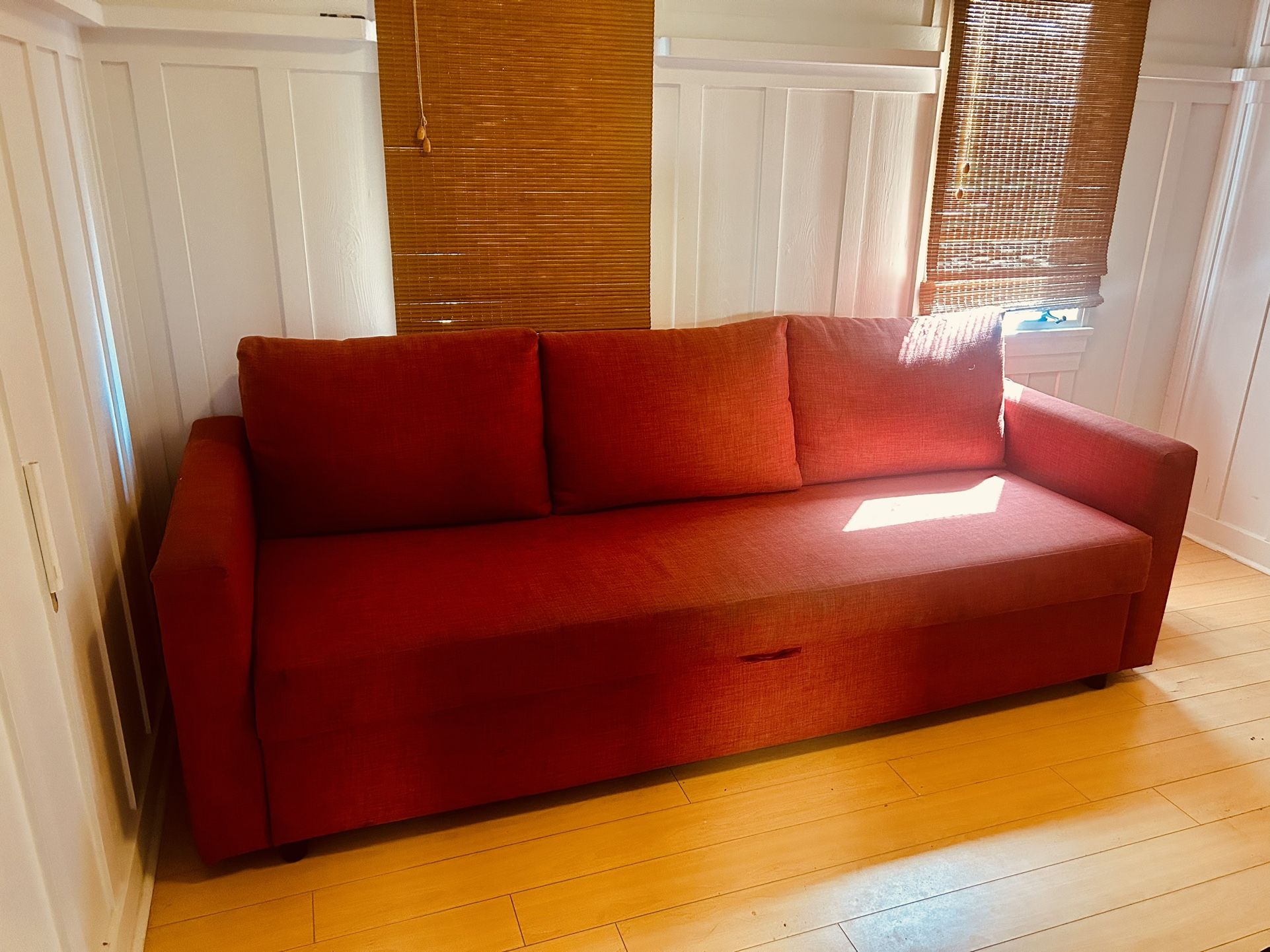 IKEA FRIHETEN Sleeper sofa red / couch with storage and bed